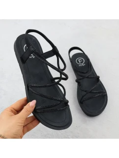 Dámske rímske sandále Filippo so zirkónmi čierne DS6884