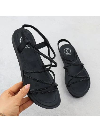 Dámské sandály se zirkony černé model 21905020 - FILIPPO