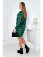 Zamatové šaty s ozdobným vzorom zelená + čierna Zamatové šaty s ozdobným vzorom zelená + čierna