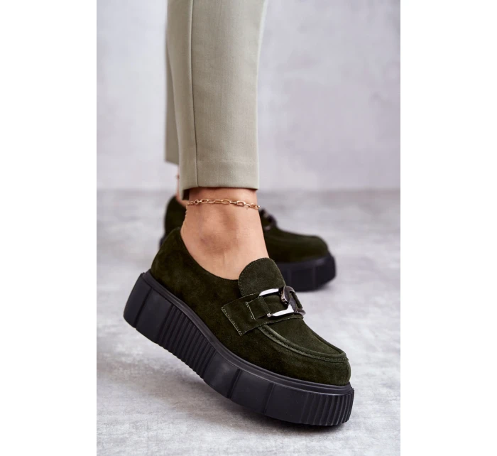 Modne Zamszowe Półbuty Na Platformie Khaki Lemar Marsol Modne Zamszowe Półbuty Na Platformie Khaki Lemar Marsol