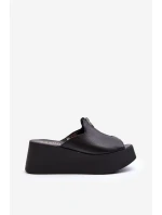 Zazoo 2916 Damskie Klapki Na Masywnej Platformie Z Suwakiem Czarne