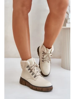 Damskie Ocieplane Botki Trapery Na Zamek Beżowe Mevanisa