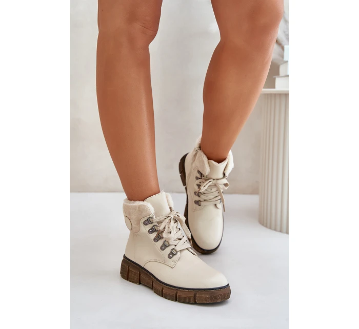 Damskie Ocieplane Botki Trapery Na Zamek Beżowe Mevanisa Damskie Ocieplane Botki Trapery Na Zamek Beżowe Mevanisa