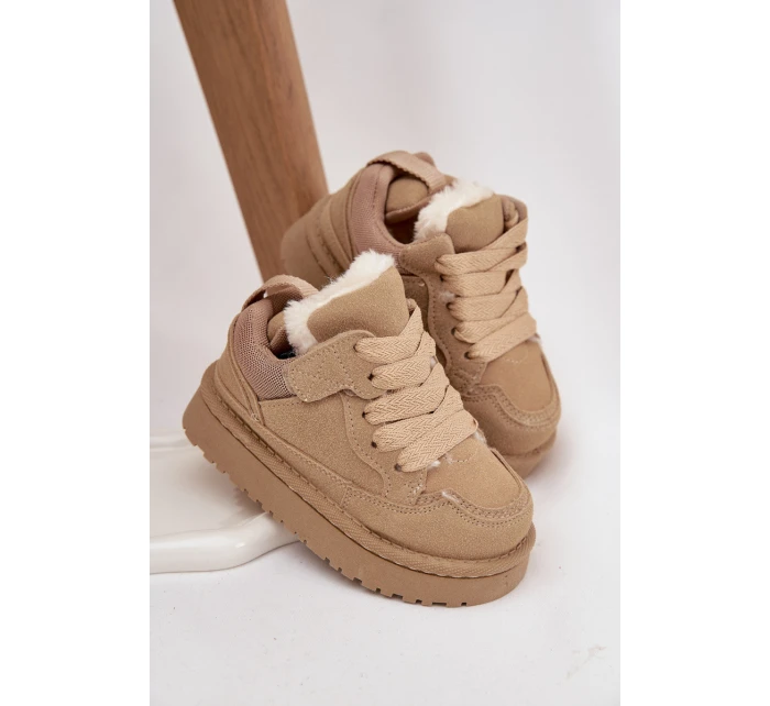 Dětské tenisky vyhřívané plyšovým kožíškem Béžové Mireen Dětské tenisky vyhřívané plyšovým kožíškem Béžové Mireen