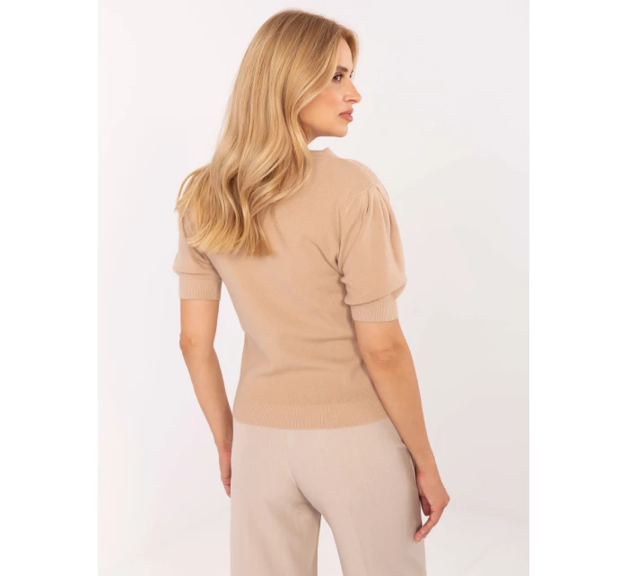 Sweter PM SW PM model 21308008 camelowy - FPrice Sweter PM SW PM model 21308008 camelowy - FPrice