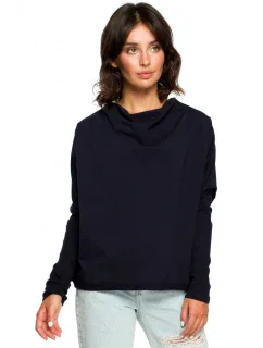 model 18001901 Oversized top s výstřihem do V na zádech tmavě modrý - BeWear