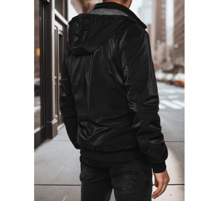 Pánska obojstranná bunda s kapucňou čierna FashionStreet TX4951