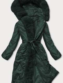 Tmavozelená dlhá dámska zimná prešívaná bunda (FM11-4)