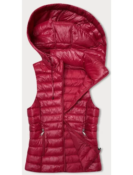 Červená prešívaná vesta s kapucňou (16M9138-270)