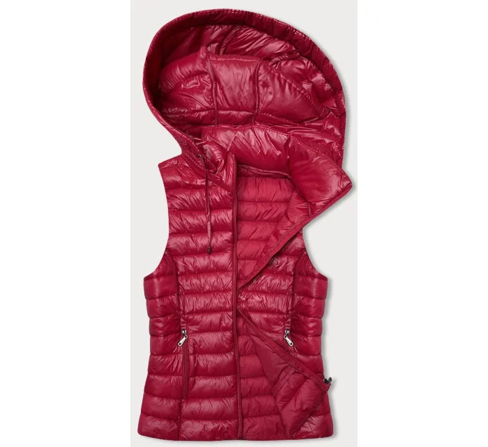 Červená prešívaná vesta s kapucňou (16M9138-270)