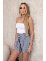 Viskózové šortky viazané v páse sivé Viskózové šortky viazané v páse sivé
