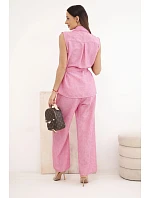 Dámský komplet s vázanou halenkou a širokými kalhotami růžový Dámský komplet s vázanou halenkou a širokými kalhotami růžový