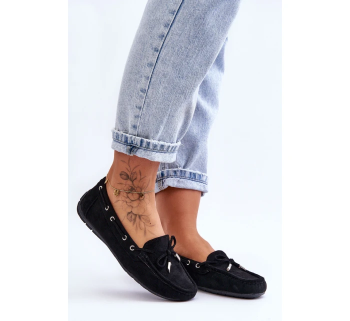 Damskie Zamszowe Mokasyny Czarne Si Passione