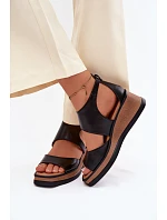 Kožené sandály na  Černé model 22125796 - Maciejka