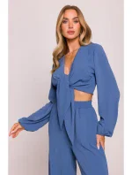 M861 Crop top so zaväzovaním vpredu - džínsy