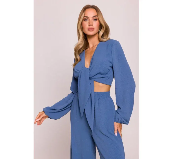 M861 Crop top so zaväzovaním vpredu - džínsy