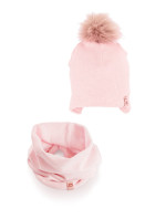 set čiapka a snehová vločka K020 Light Pink