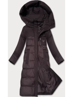 Hnedá zimná bunda z rôznych lepených materiálov Libland (7820)