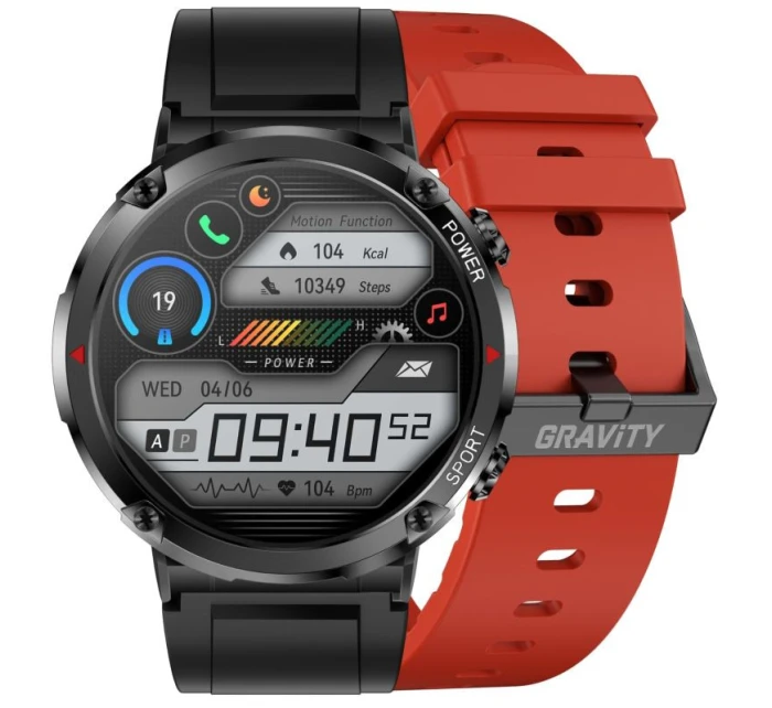 Smart hodinky Gravity GT21-6 + červený silikónový remienok Smart hodinky Gravity GT21-6 + červený silikónový remienok