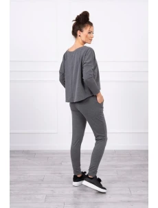 Súprava s oversize blúzkou v grafitovej farbe