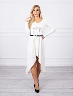 Šaty s ozdobným pásikom a nápisom ecru