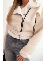 Dámská model 21273626 z ekokůže s podšívkou a páskem béžová - K-Fashion