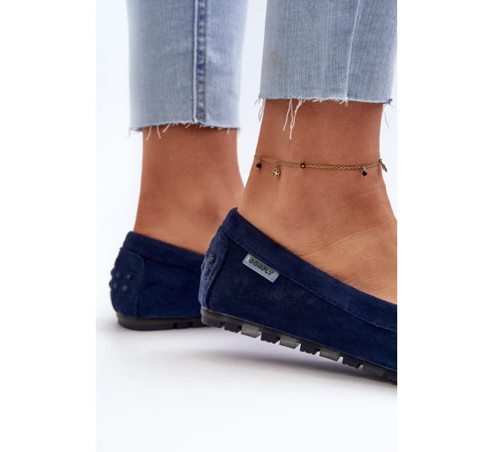 Mokasyny Damskie Z Eko Zamszu Granatowe Amrutia