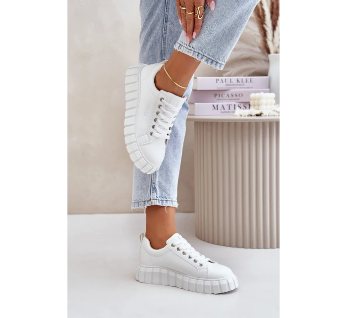 Ocieplane Sneakersy Damskie Big Star MM274616 Białe Ocieplane Sneakersy Damskie Big Star MM274616 Białe