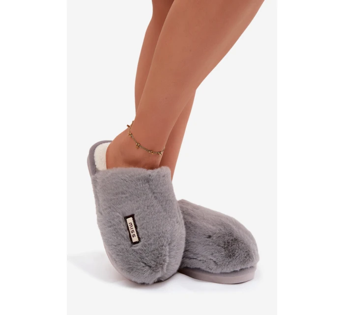Kožešinové dámské pantofle šedé Belinna