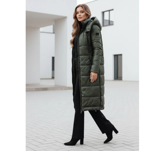 Dámská přechodná bunda prošívaná s kapucí zelená Dstreet model 21991078 - FashionStreet