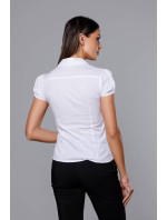 Biela dámska košeľa s krátkymi rukávmi (0666#)