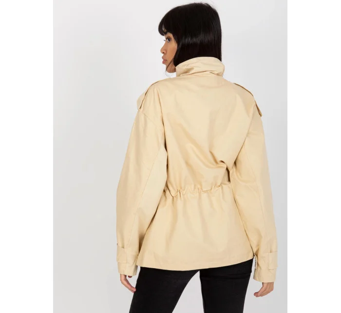 Prechodná bunda s vysokým golierom béžová (MC142)