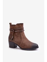 Botki Damskie Na Słupku Ocieplane Brązowe Lobina Botki Damskie Na Słupku Ocieplane Brązowe Lobina