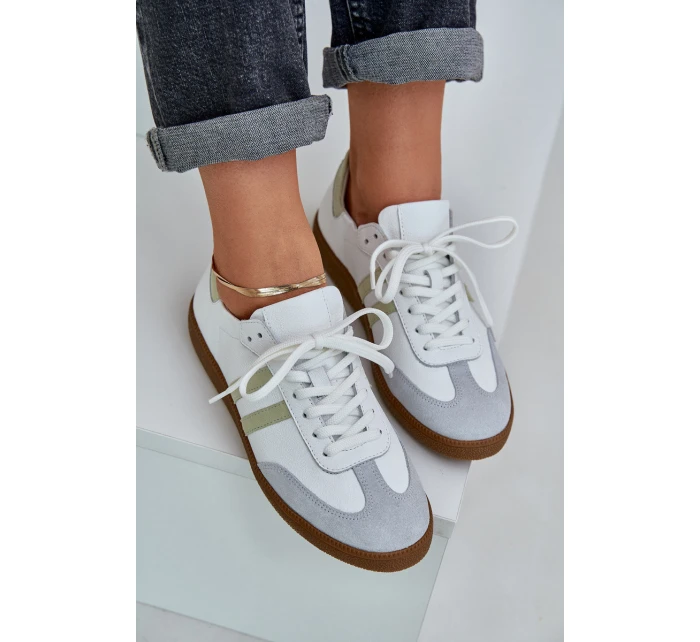 model 21684284 Kožené Nízké Tenisky Dámské Bílé - Zazoo