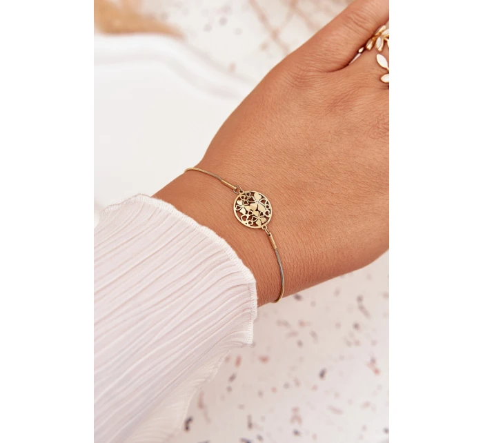 Dámský náramek s přívěskem model 21776927 s květinami zlatý - Boto