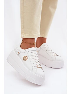 Kožené dámské tenisky na platformě model 22100258 bílé - D&A