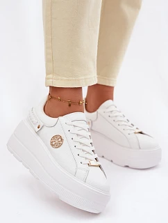 Kožené dámské tenisky na platformě model 22100258 bílé - D&A