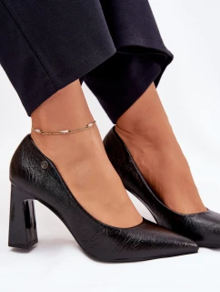 Dámske lodičky na širokom podpätku Vinceza - čierne