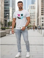 Pánske bavlnené streetwear biele tričko FashionStreet NX5100R