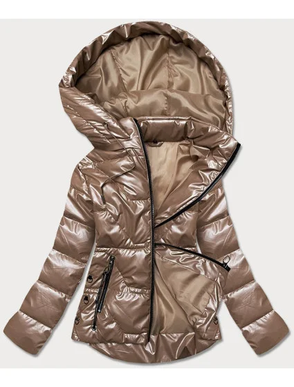Svetlo hnedá dámska metalická bunda (B8008-46)