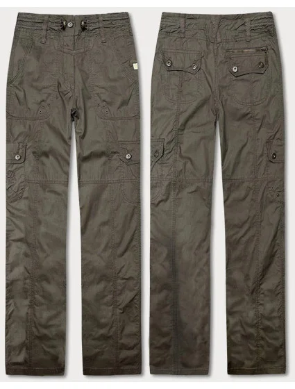 Dámské kalhoty typu cargo v khaki barvě model 18488406 - REMAKE Dámské kalhoty typu cargo v khaki barvě model 18488406 - REMAKE