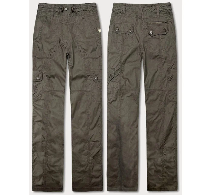 Dámské kalhoty typu cargo v khaki barvě model 18488406 - REMAKE Dámské kalhoty typu cargo v khaki barvě model 18488406 - REMAKE