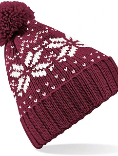 Beechfield B 456 Čiapka Fair Isle Snowstar® 53.0456 bordová/biela
