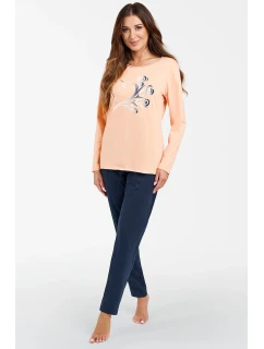 Talianska móda Arietta long r. long sp. farba:lososová/modrá