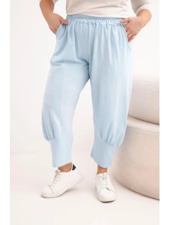 Dámske plus veľkosť nohavice s nízkym sedom a elastickým pásom Blue