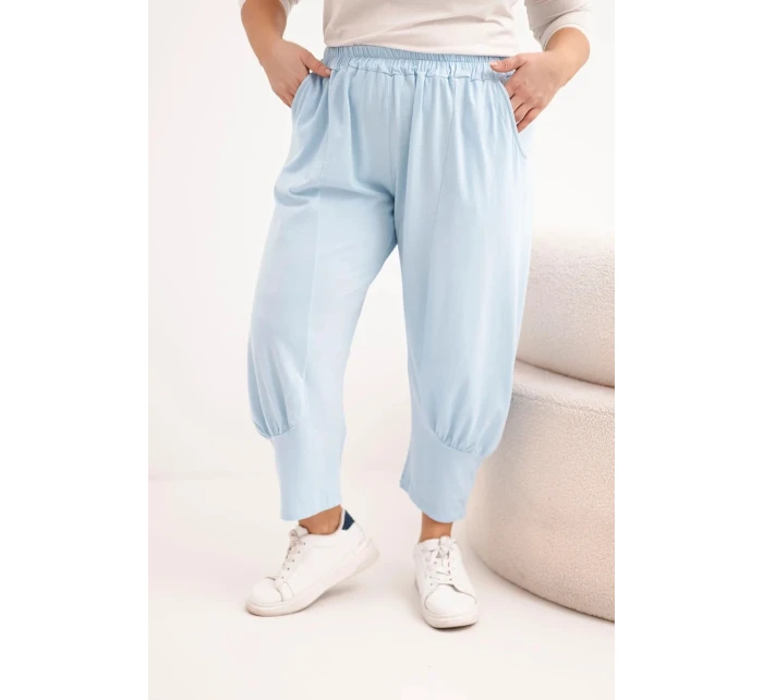 Dámske plus veľkosť nohavice s nízkym sedom a elastickým pásom Blue Dámske plus veľkosť nohavice s nízkym sedom a elastickým pásom Blue