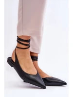 Damskie Wiązane Baleriny W Szpic Czarne Turriso Damskie Wiązane Baleriny W Szpic Czarne Turriso