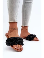 Płaskie Klapki Damskie Z Frędzlami Czarne Rialle