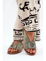 Płaskie Sandały Z Ozdobą Zielone Haliones Płaskie Sandały Z Ozdobą Zielone Haliones