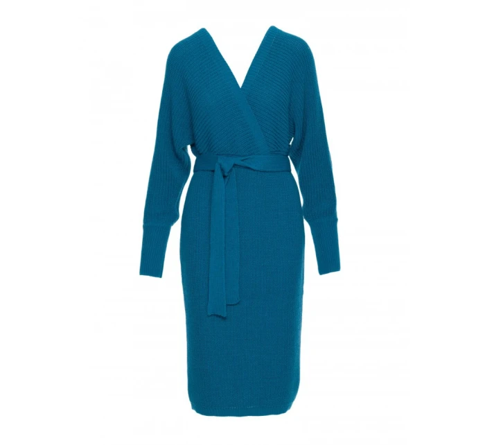 Svetrové šaty s výstřihem do V  modré model 21484552 - Moe